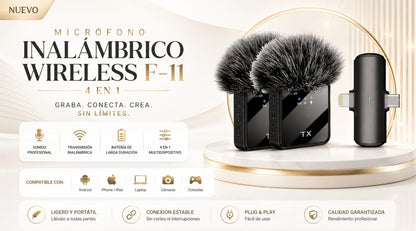 🎤 Micrófono Inalámbrico Wireless F-11 3 en 1