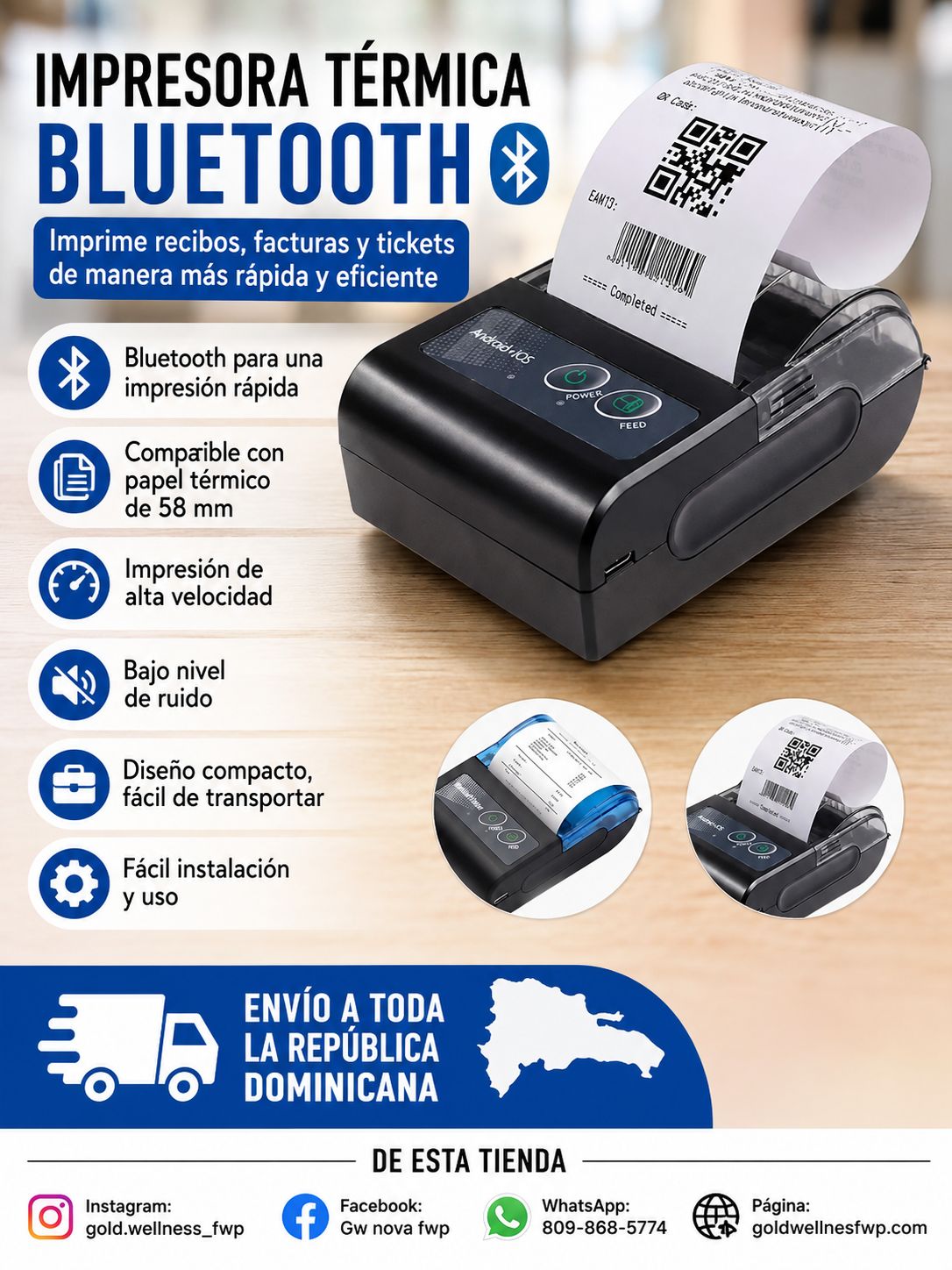 Impresora Bluetooth 58mm JK-5802P